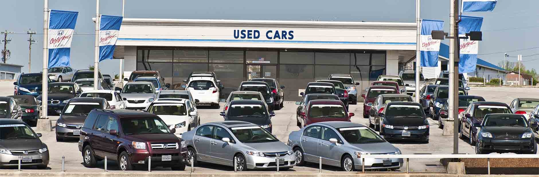 Used cars at dealership.