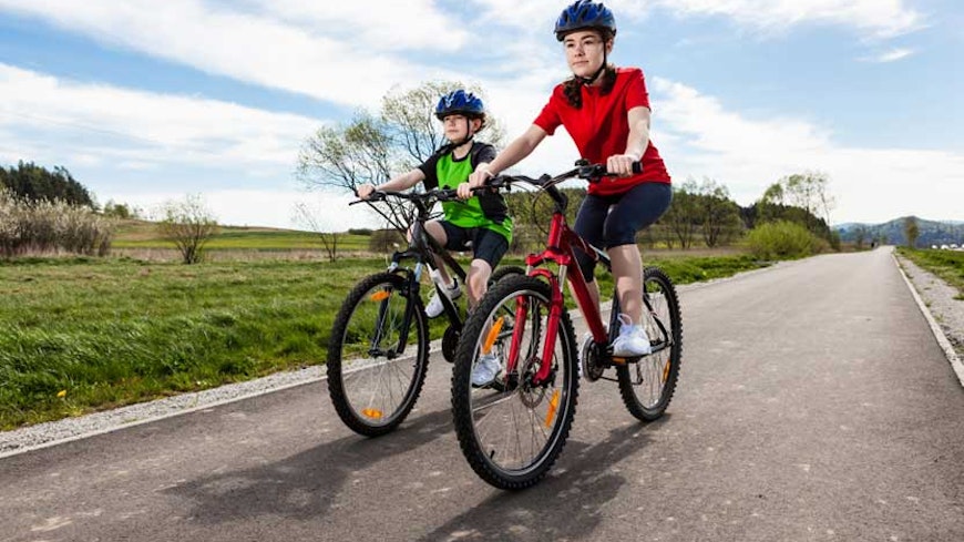 Always make sure the kids are wearing a bike helmet and not a skateboard, roller blade or scooter helmet which aren’t designed for cycling on the road.