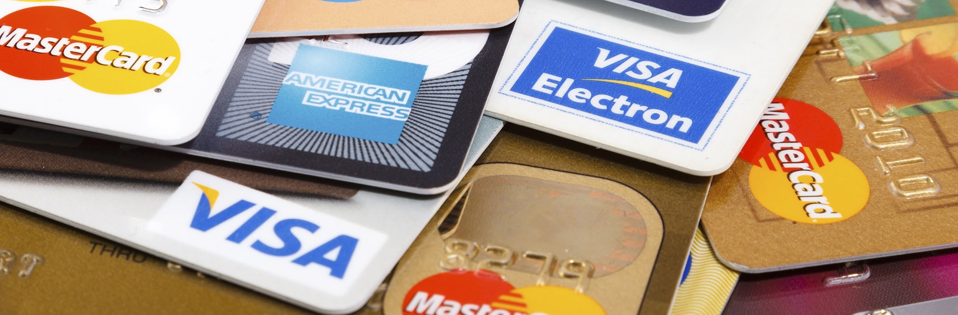 Pile of different types of credit cards
