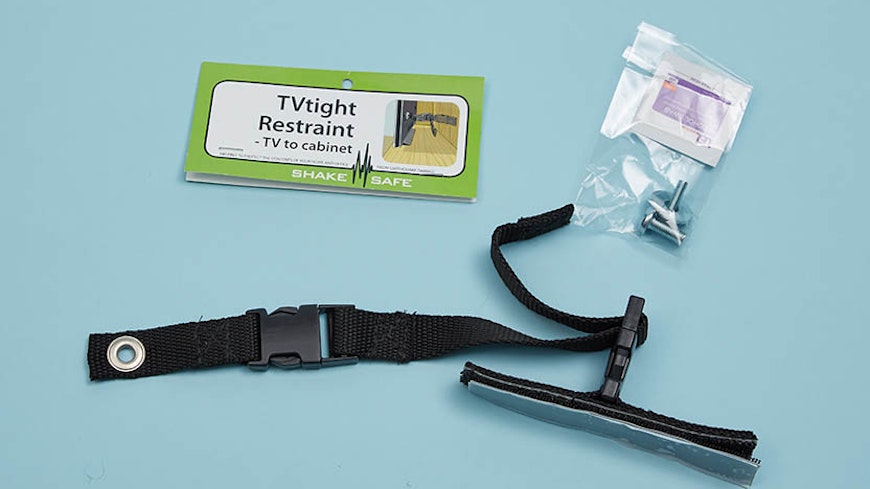 Tvsafe restraint for flat screen tv to cabinet