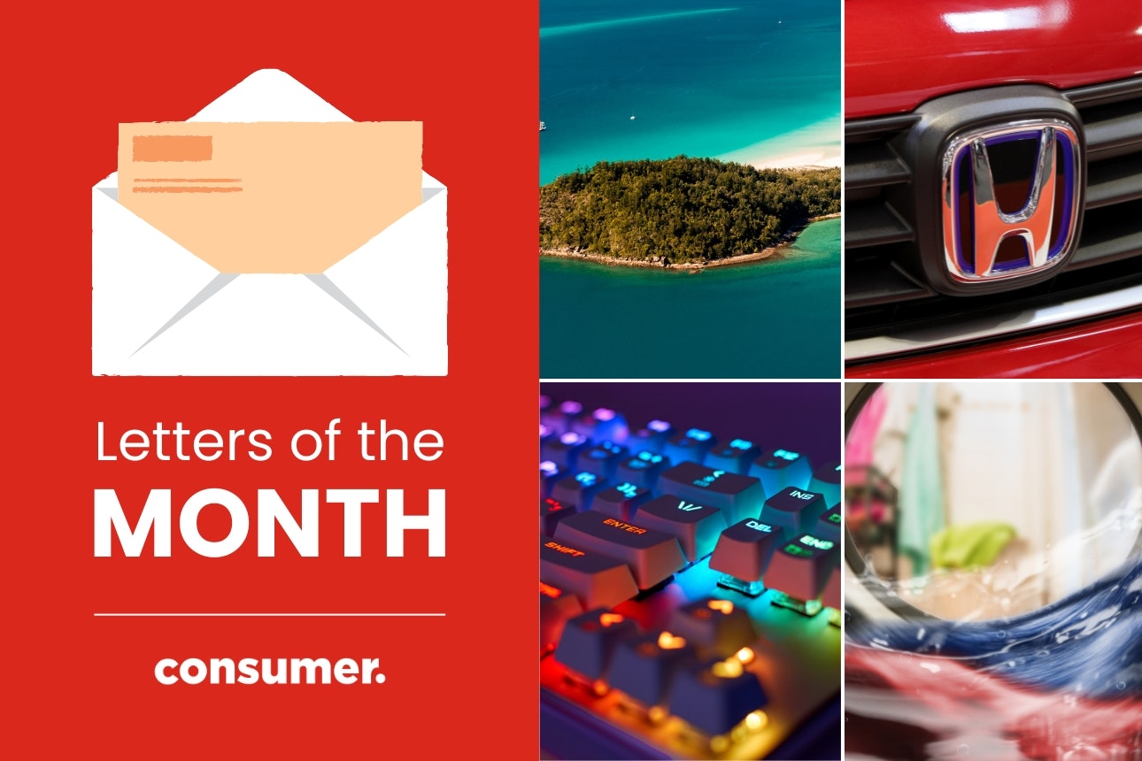 Infographic of an island, keyboard and car