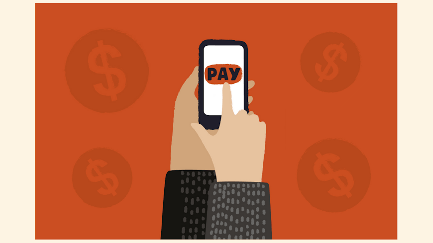 Graphic of paying on mobile phone