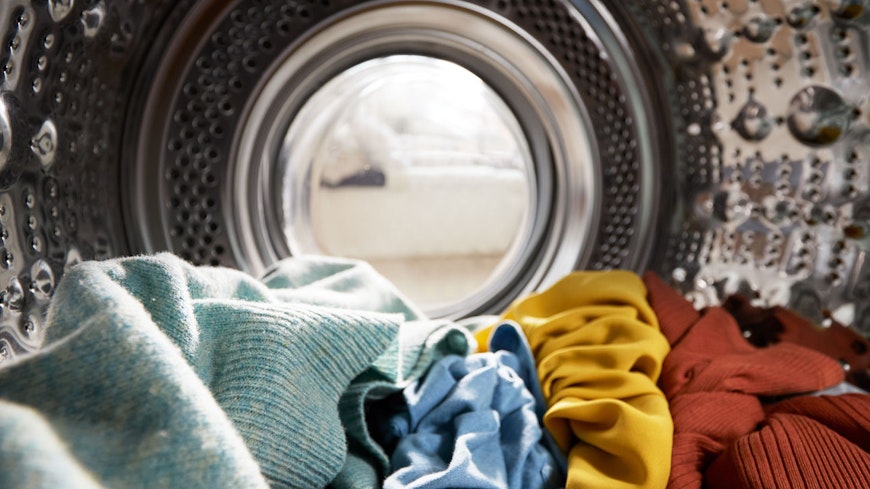 Image of clothes inside a washing machine