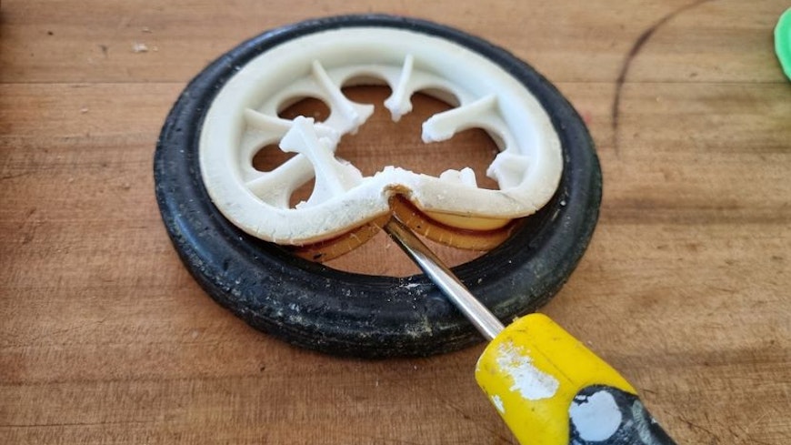 Image of a bent Suzy trundle wheel