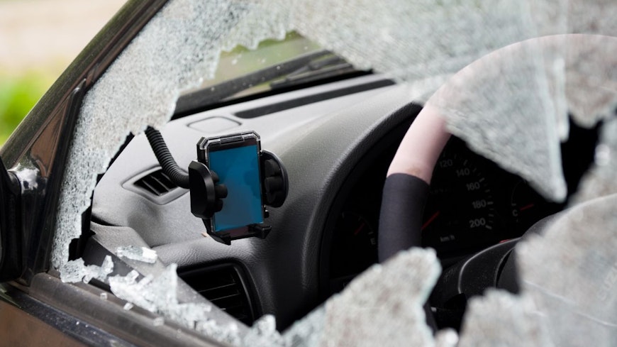 Image of a smashed car window