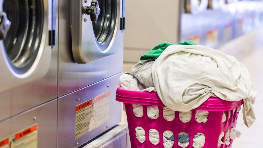 Image of laundry basket at a laundromat