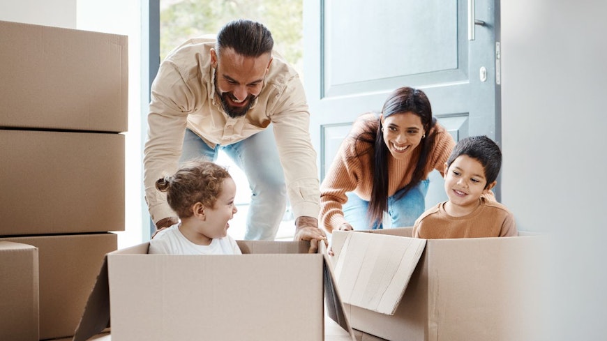 Family moving into a house