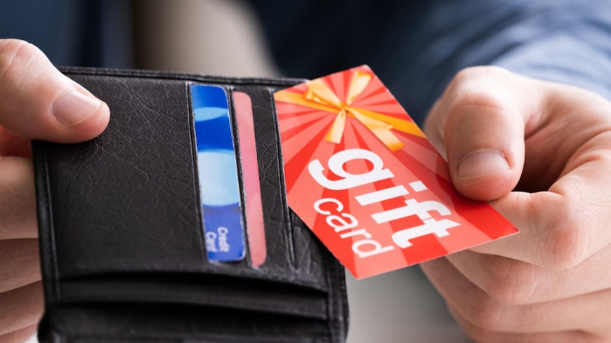 Gift card in a wallet