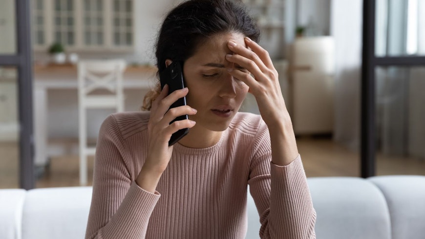 Woman stuck on the phone
