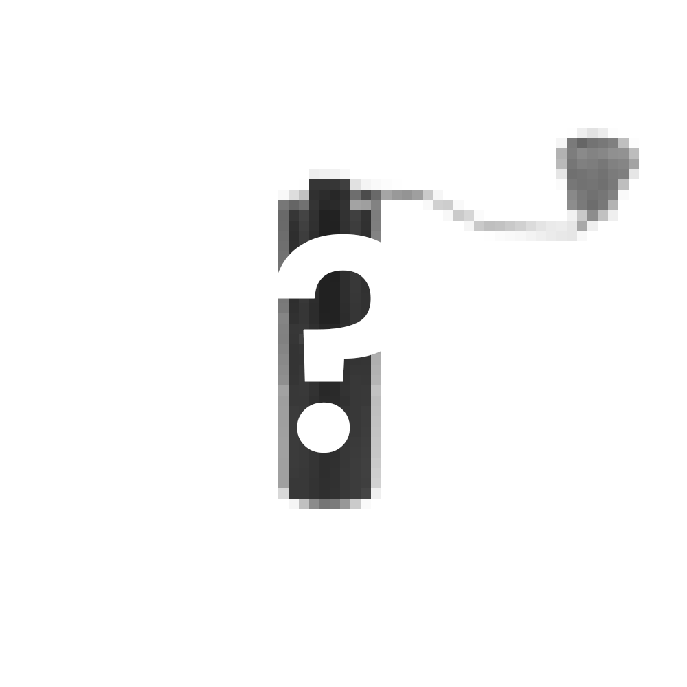 Graphic of hand coffee grinder with question mark symbol.