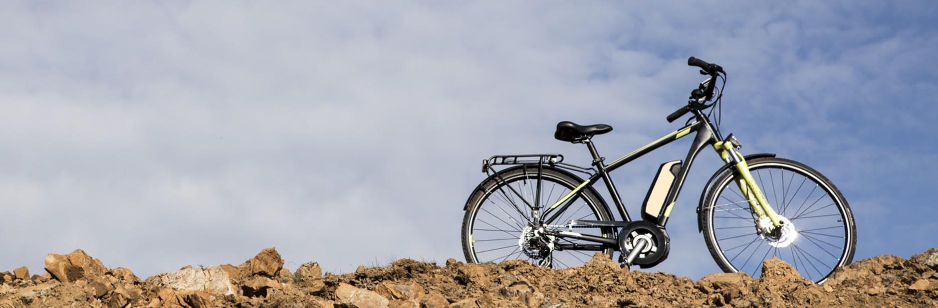 Electric bike on hill.
