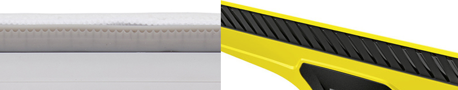 Photograph of Anko window vacuum cleaner blades vs. Karcher's blades.