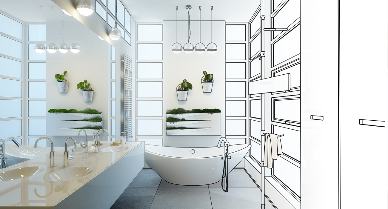 Contemporary Bathroom Adaptation (draft) - 3d visualization.