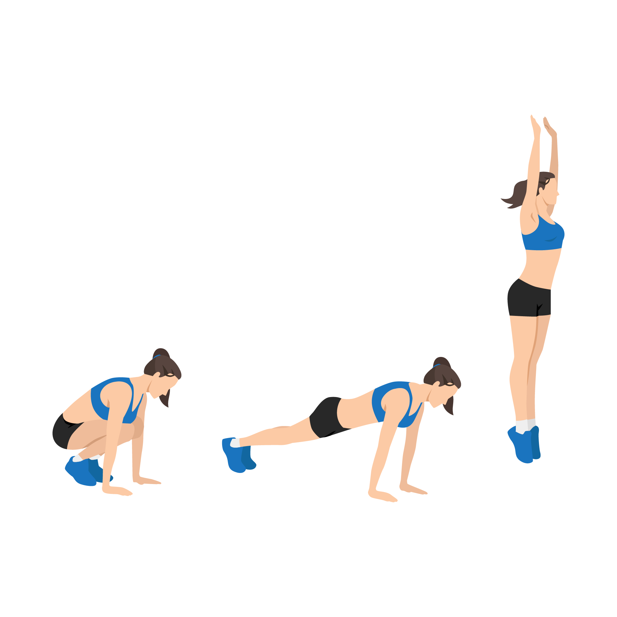Vector graphic of woman doing burpee.