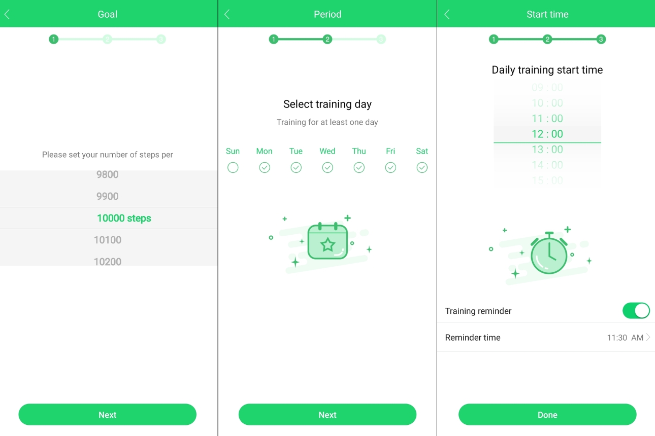 Scheduling a training reminder.