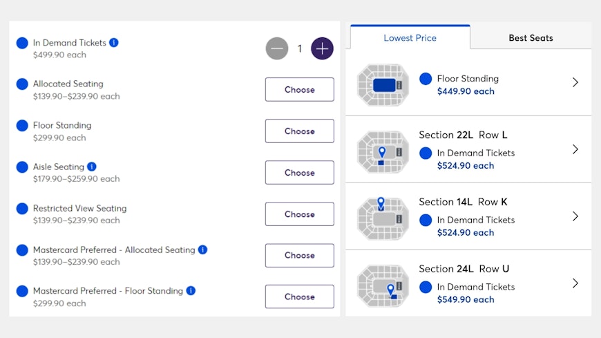 Image of concert ticket prices