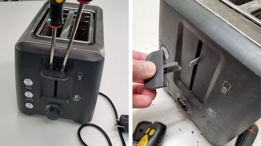 Photo of a toaster lever