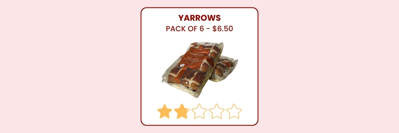 Yarrows chocolate hot cross buns.