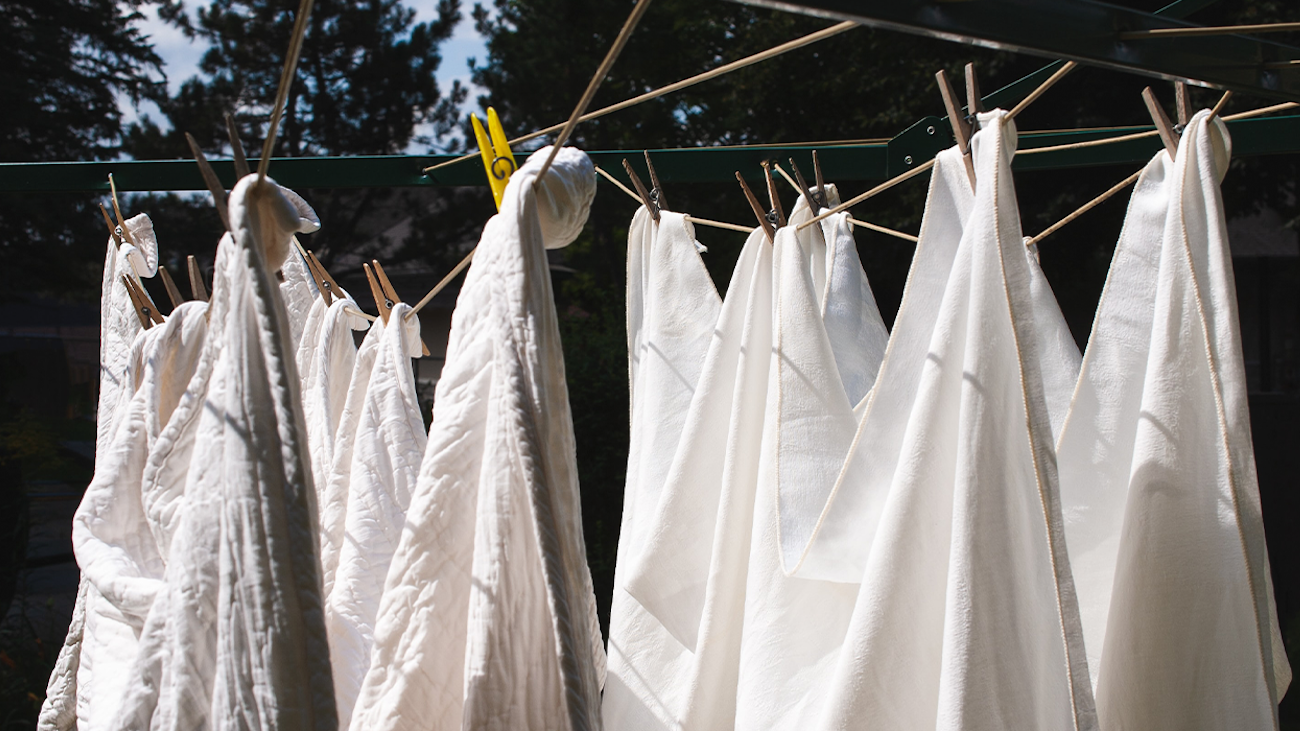 Clothes drying in clothing line.