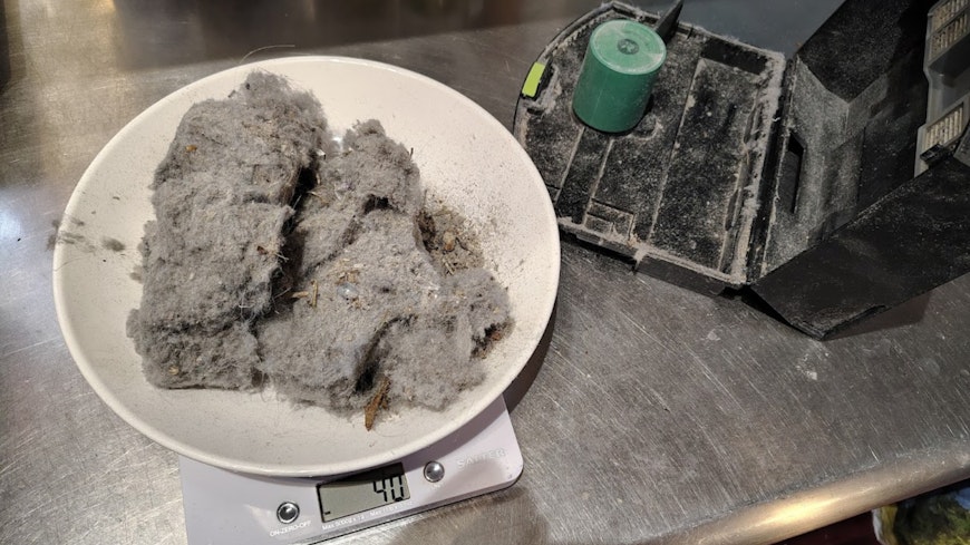 At the end of our trial, we'd collected 40g of dust!