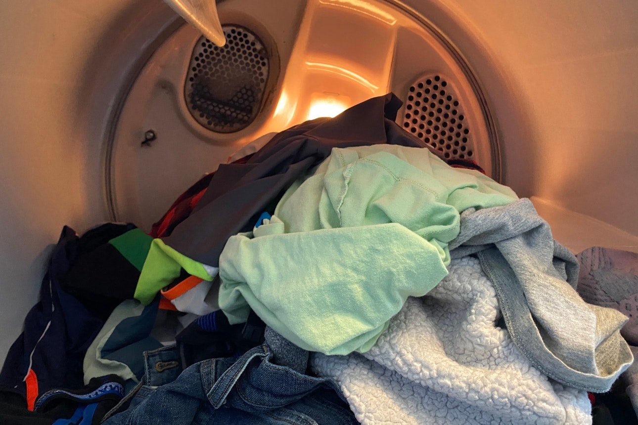 Clothes in clothes dryer.