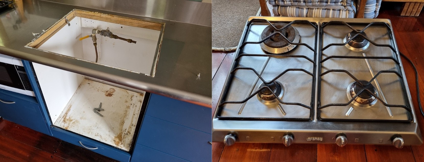 Gas cooktop removal.