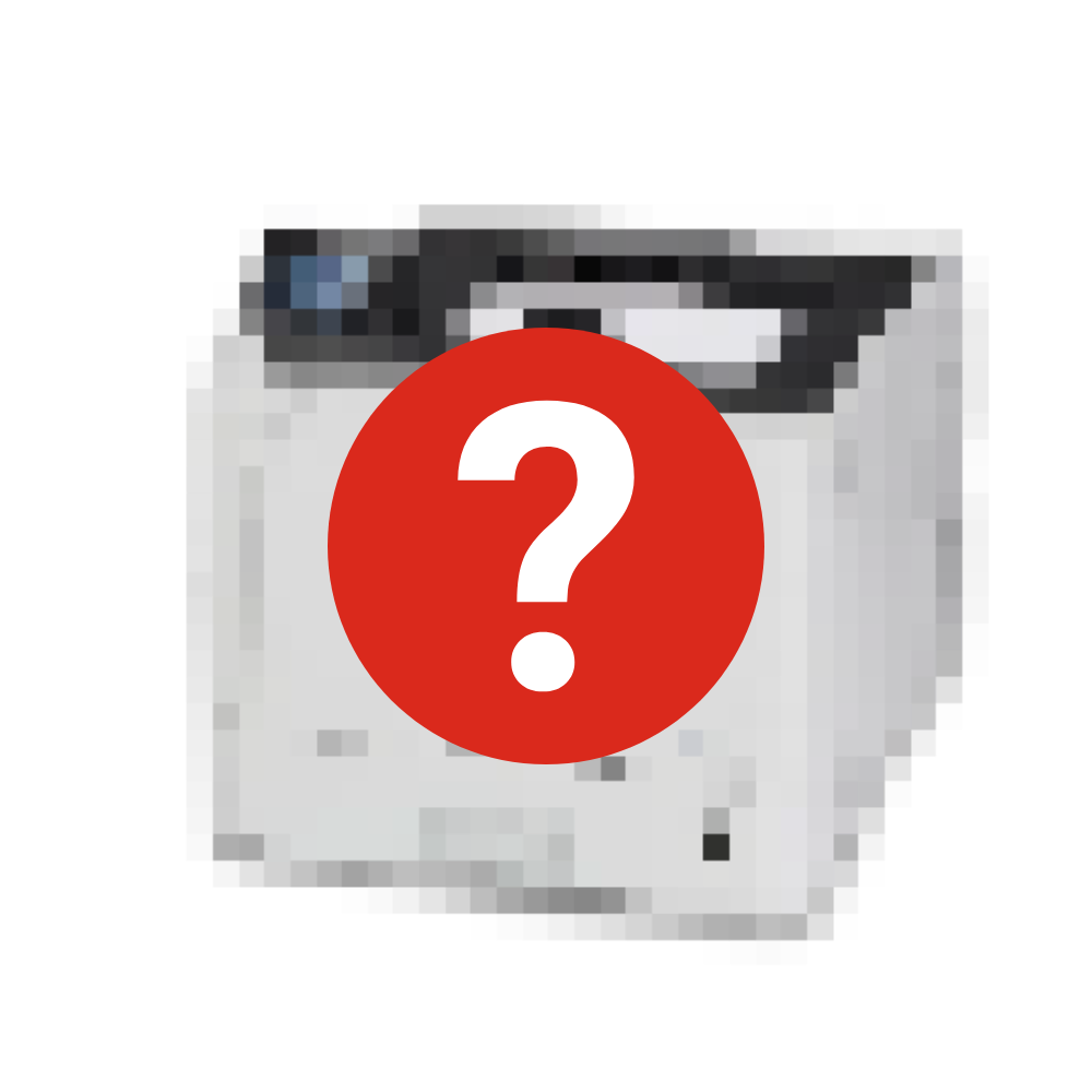 Graphic of printer with question mark symbol.