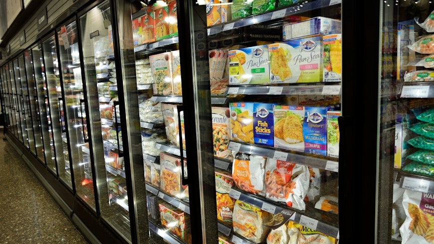 Frozen food in supermarket.